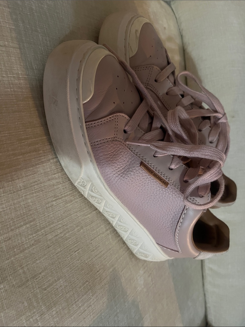 Tory Burch Dusty Lilac Leather Platform Sneakers